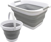 secchio da 25 l pieghevole in plastica e secchio da 55 l pieghevole (grigio)