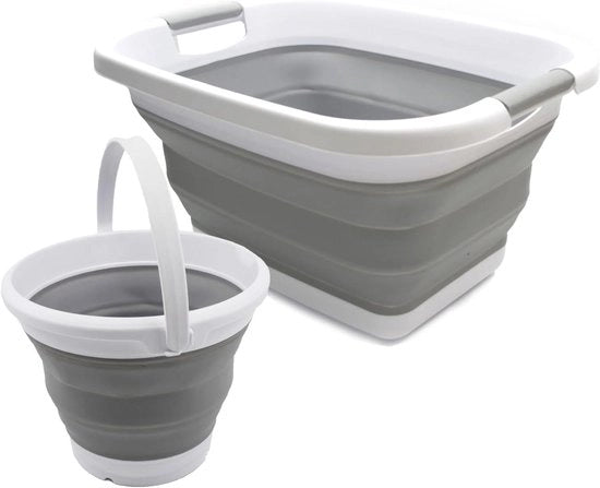 secchio da 25 l pieghevole in plastica e secchio da 55 l pieghevole (grigio)