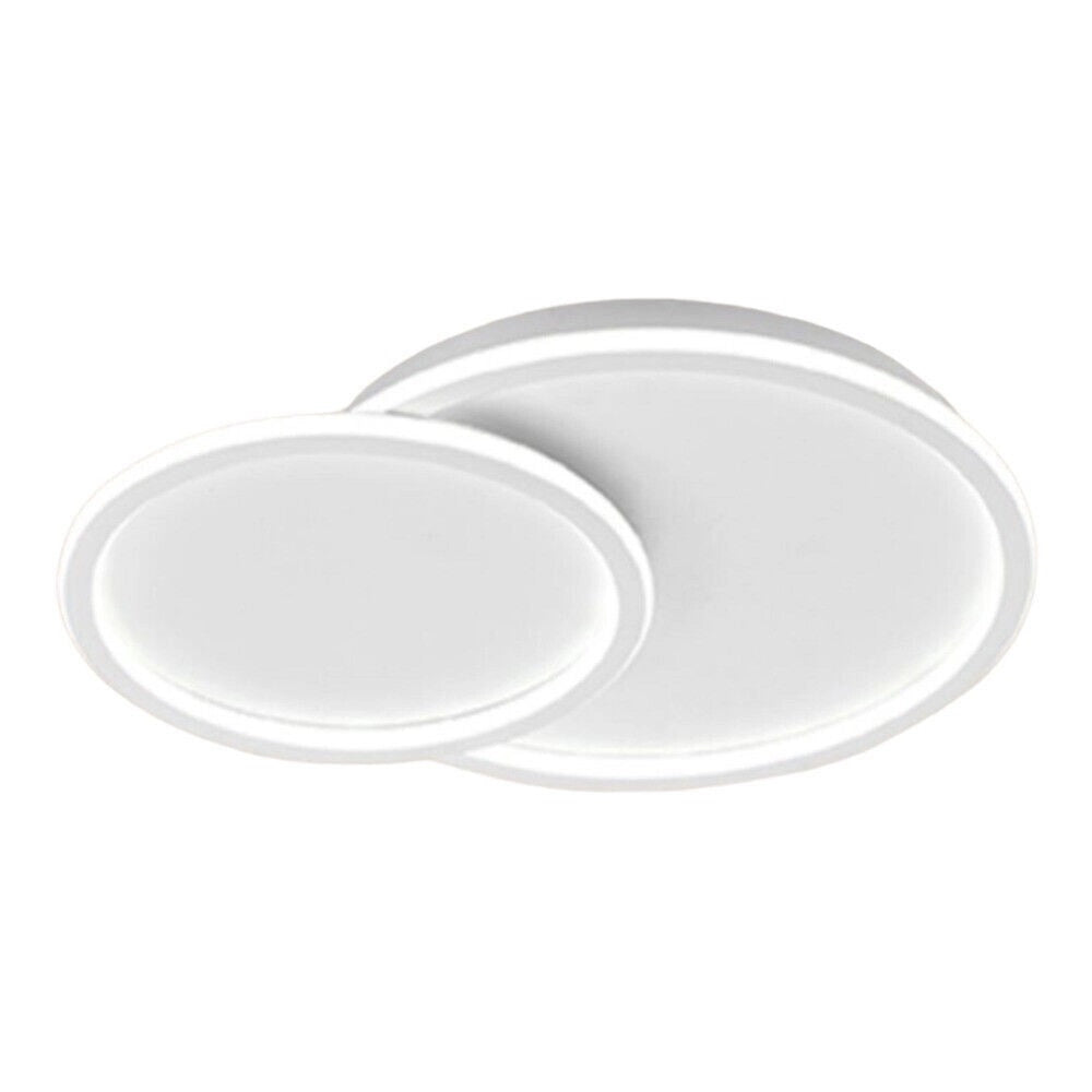 Trade Shop - Plafoniera Led Lampadario Soffitto Design A 2 Cerchi Bianco Moderno 45w Pn-26-3c -