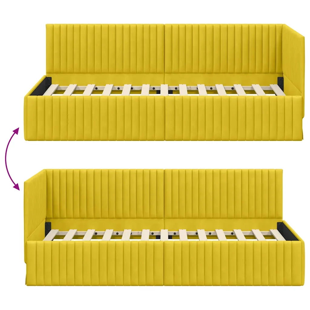 Cornice del letto ad angolo Giallo 90 cm x 200 cm Velluto