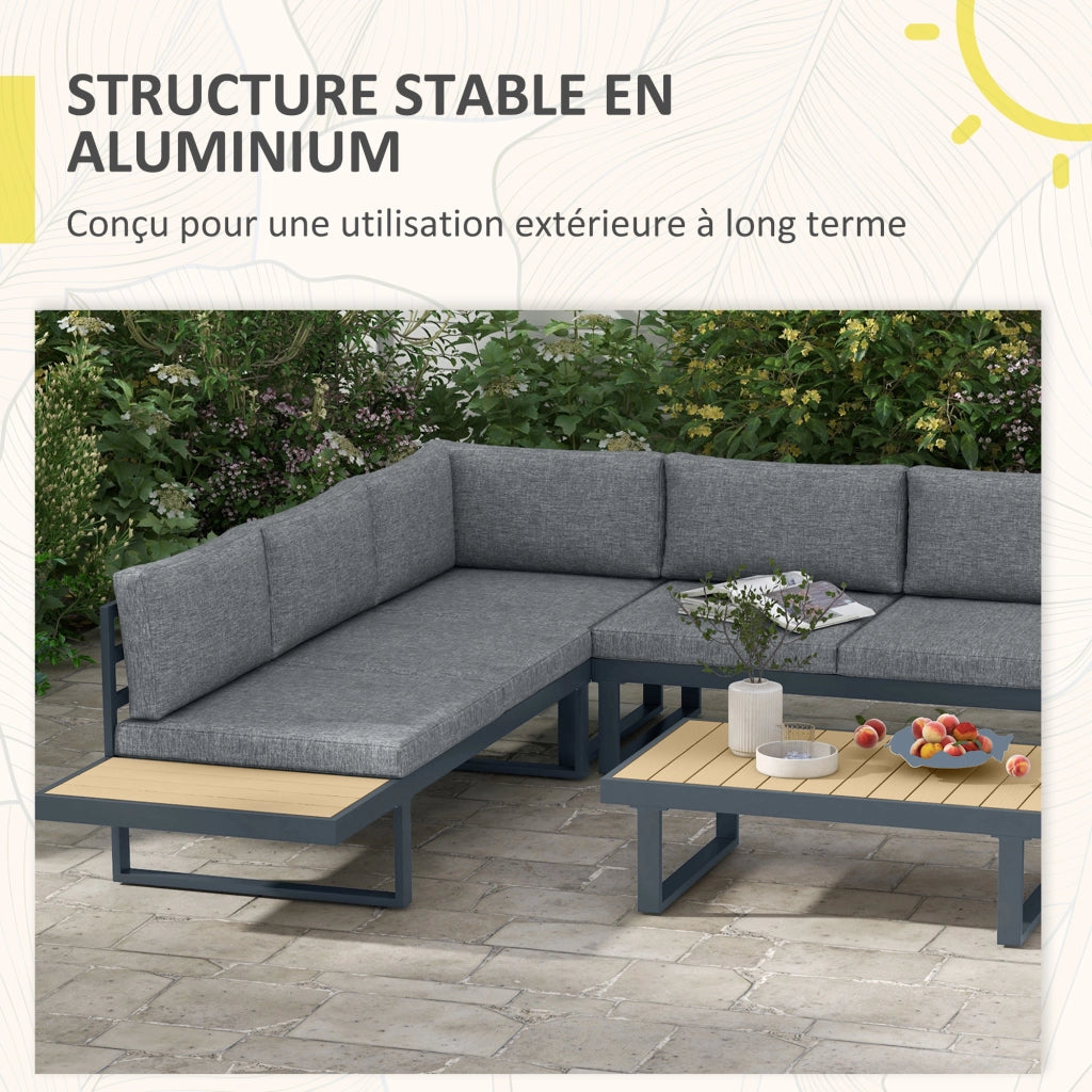 Set divano angolare 5 posti con tavolino ¨C zephmum ¨C grigio antracite polyrattan
