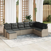 Set Divano da Giardino  con Cuscini Grigio Chiaro Polyrattan da 8 Pezzi