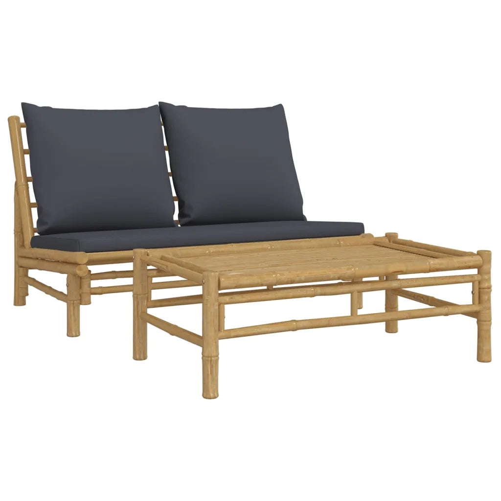 Salotto da Giardino-Set Salotto da Giardino 2pz con Cuscini Grigio Scuro Bamb¨´ 173729