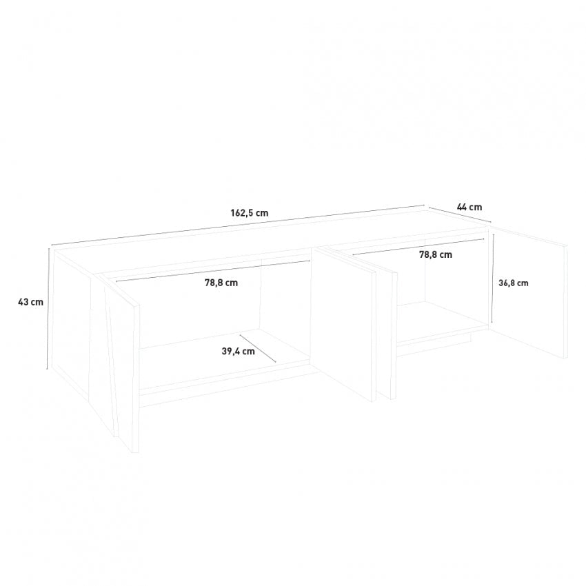 Porta TV PING Moderna con 4 Ante Battenti in Ardesia