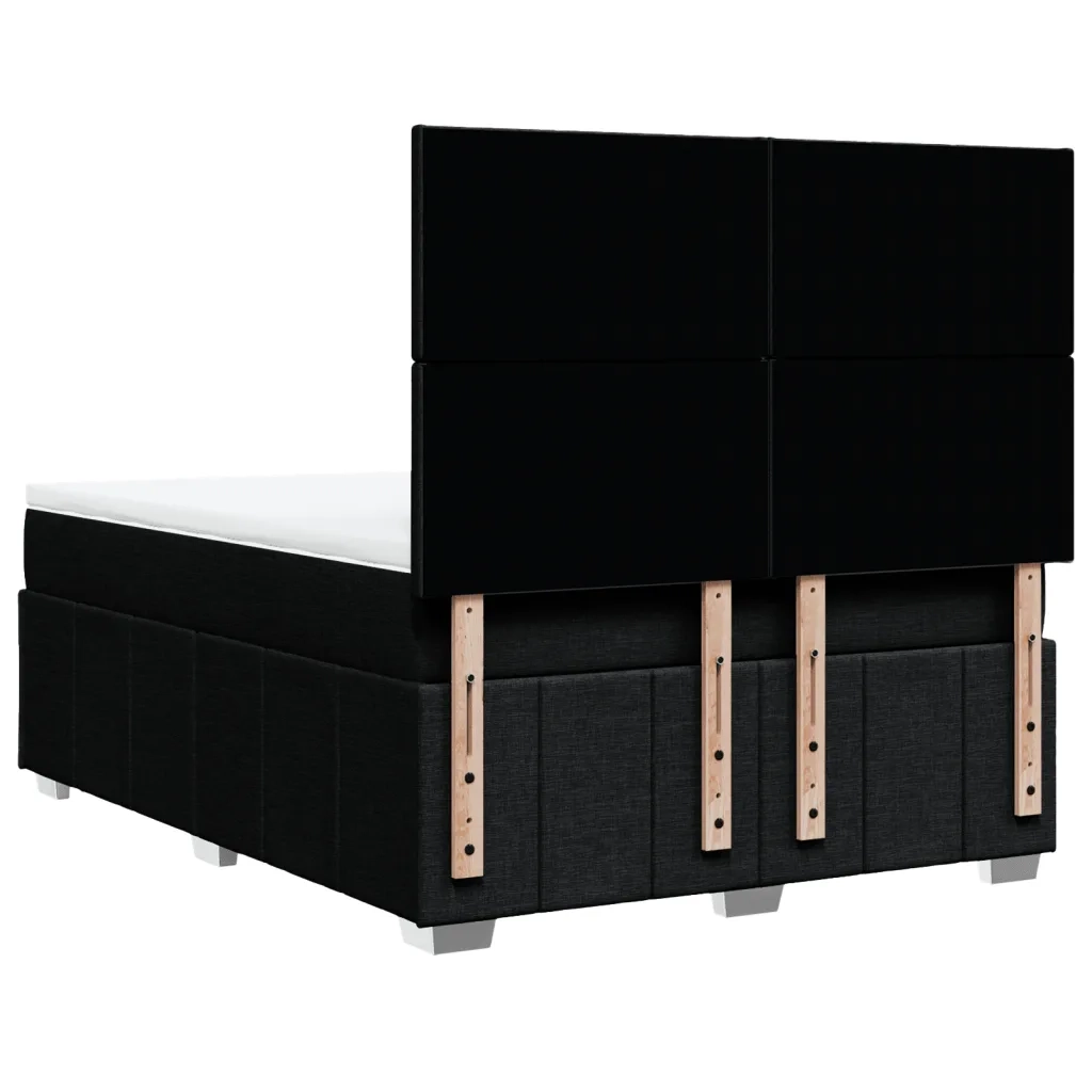 Giroletto a Molle con Materasso Nero 140x200 cm in Tessuto