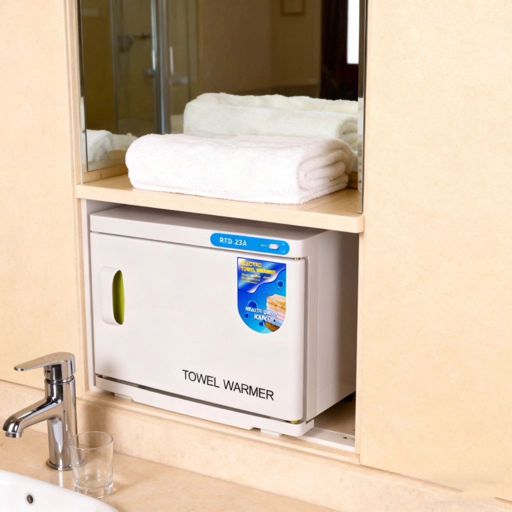 ZMH Scaldasalviette bianco 23L scaldasalviette rotante a 360° asciugasalviette UV per saloni di bellezza e spa