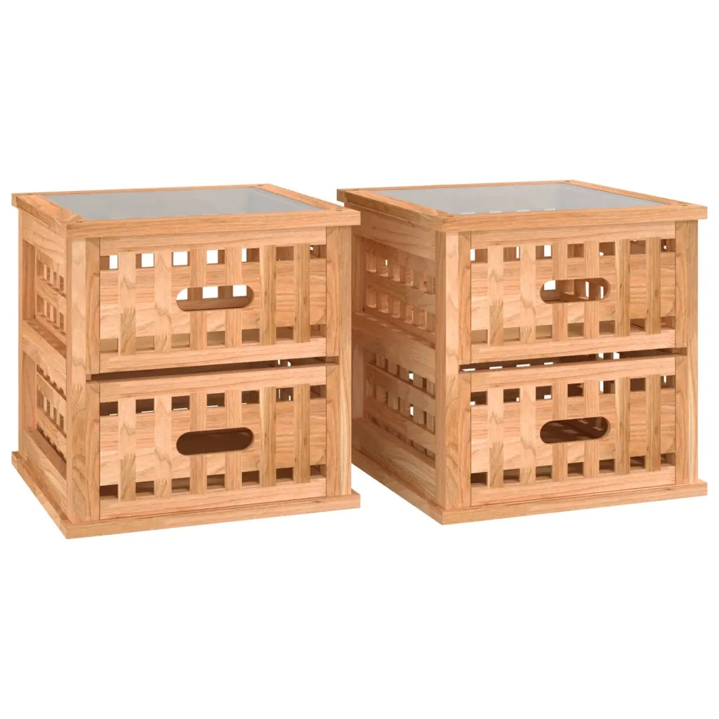 Comodini 2 pz 34x34x34 cm in Legno Massello di Noce 350346