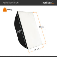 Set per studio fotografico Luce LED da 35 W, softbox da 90 x 60 cm, stativo per luci max 256 cm, temperatura di colore 5000 K, per fotografia