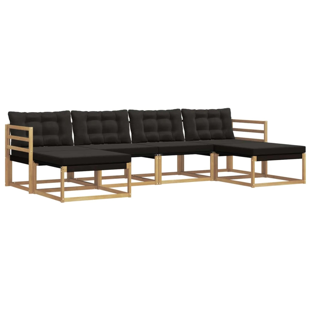 Set di divani da esterno con cuscino 6 pcs Bianco e Nero