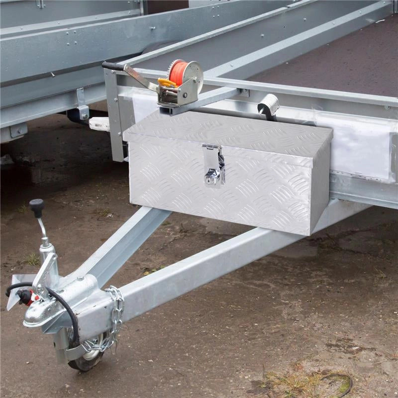CASSETTA PORTAUTENSILI DA 2 KG CON CHIUSURA A CHIAVE IN LAMIERA DI ALLUMINIO 50X15.5X20.5 CM ARGENTO