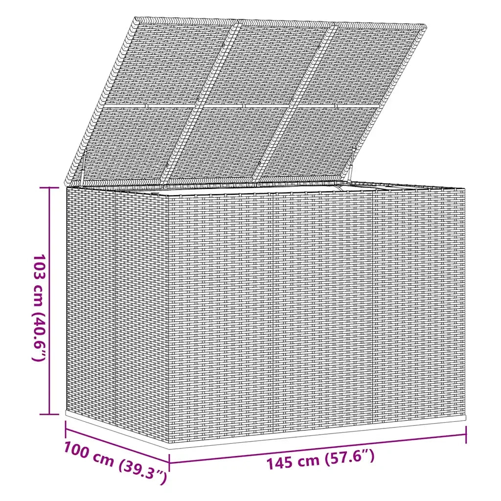 Contenitore da Giardino in Rattan PE 145x100x103 cm Marrone 317230