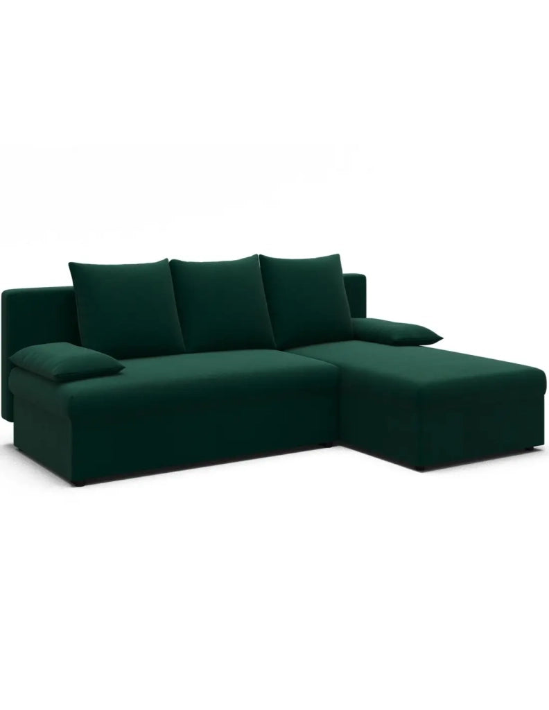 Divano ad angolo Verde scuro 3 posti angolo universale 206x90x146cm GINA