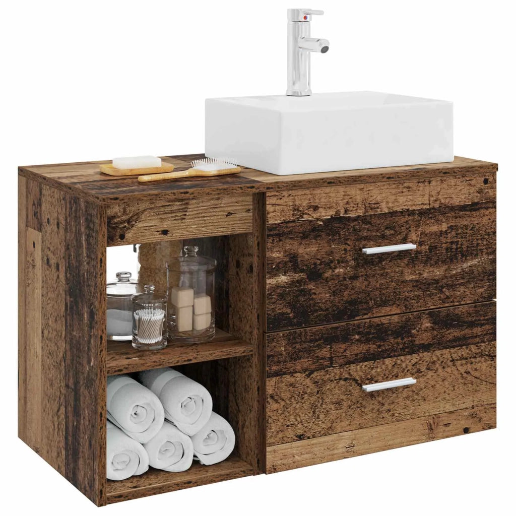 Set di mobili per il bagno 2 pz Legno antico 3403894