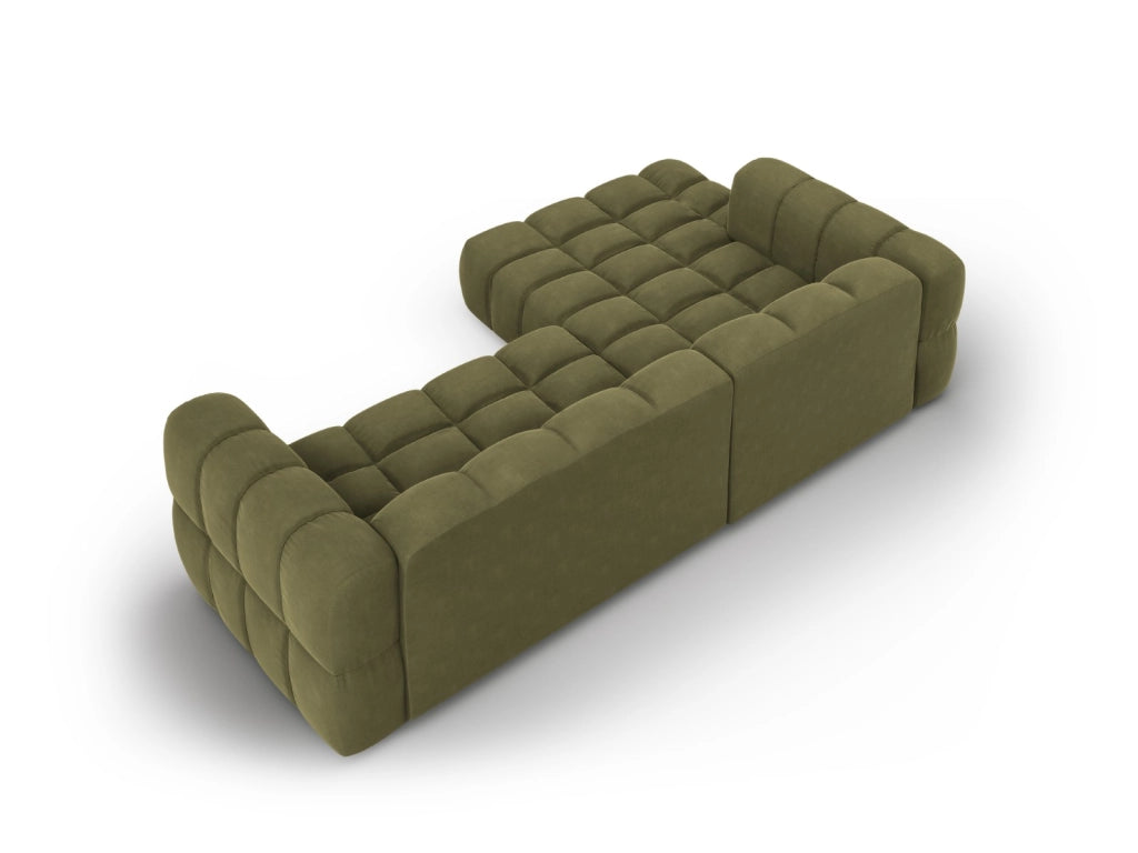 Cosmopolitan Design - Divano angolare modulare sinistro "Sky" 4 posti in velluto verde chiaro 