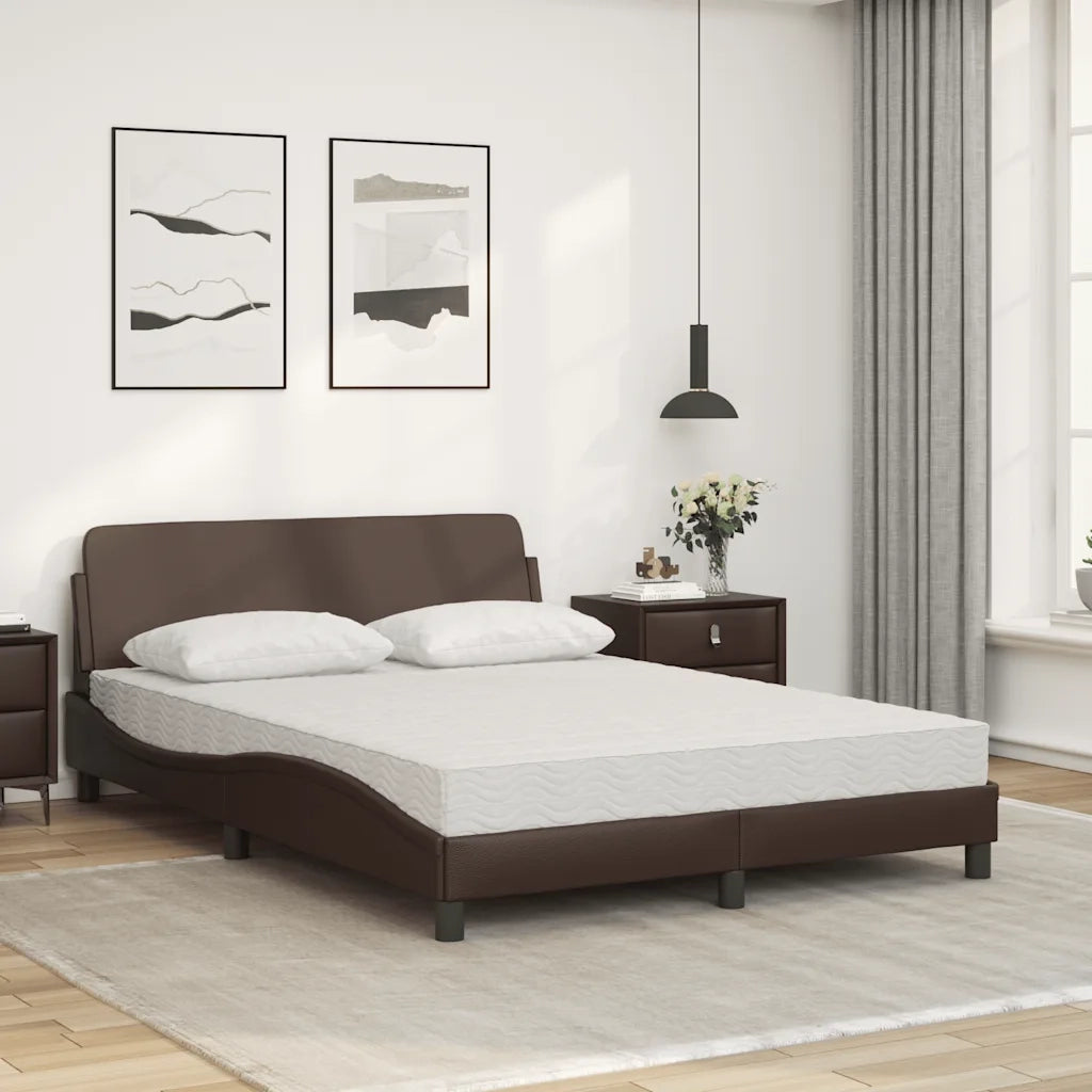 Letto con Materasso-Struttura Letto con Materasso Dover Marrone 120x200cm in Similpelle