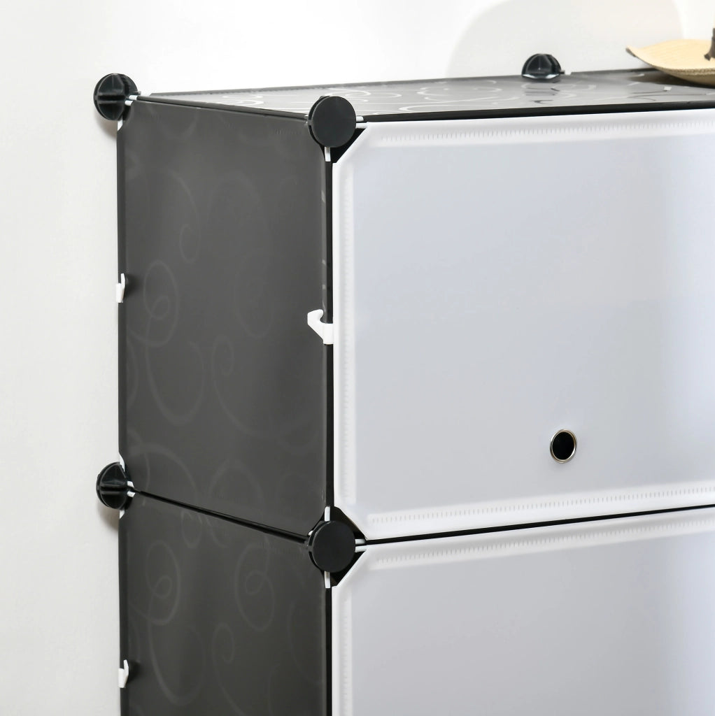 Scarpiera modulare 125x32x125 cm con 12 cubi; 2 livelli; in plastica nera