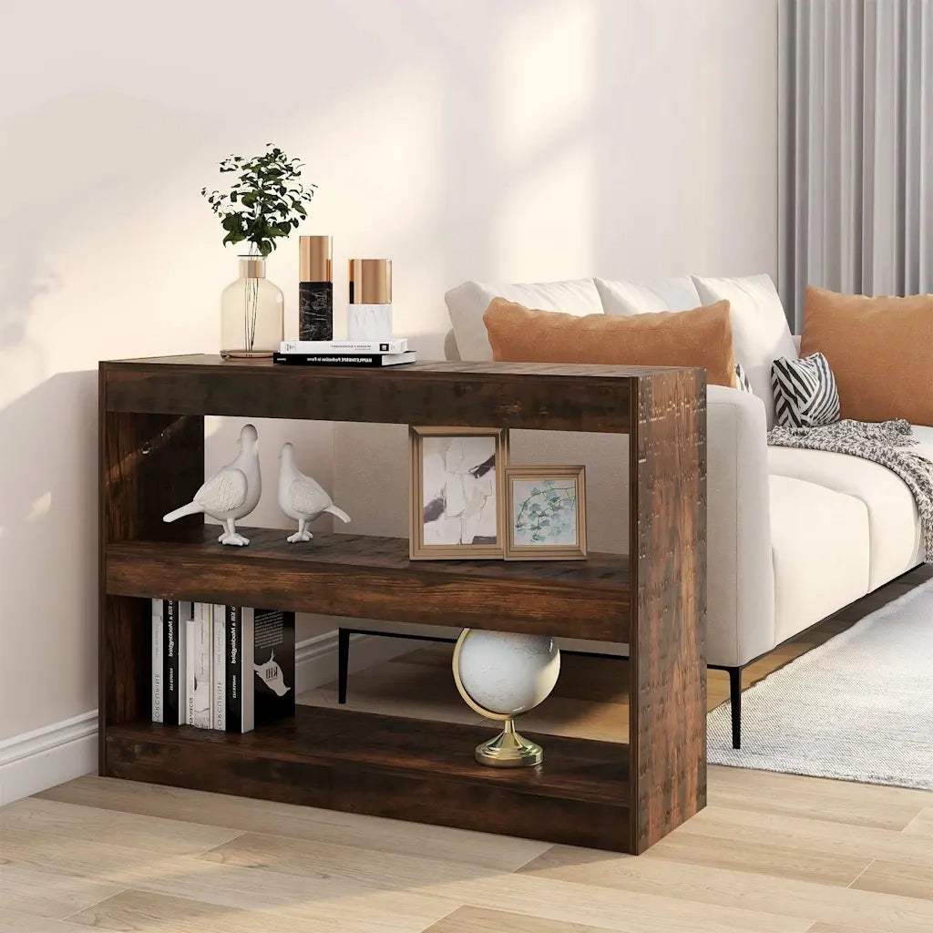 Libreria Divisorio-Scaffale per Libri-Mobile di Stoccaggio Rovere Fumo 100x30x72 cm