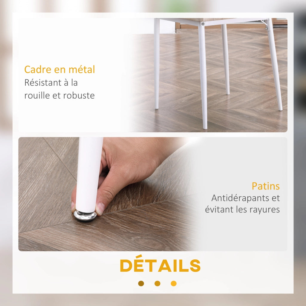 Tavolo da pranzo con 2 sedie ¨C zephmum ¨C bianco metallo MDF