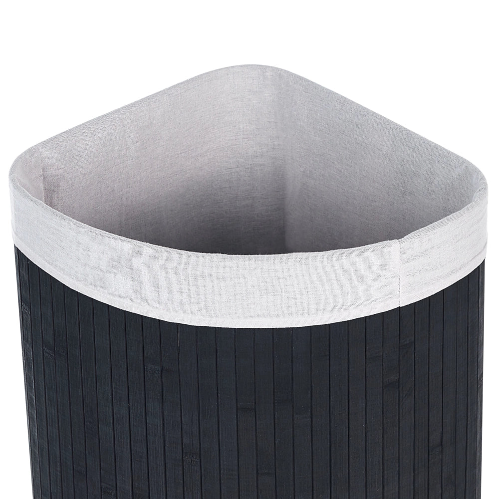 Cestino portaoggetti in bambù nero con coperchio Cestino per biancheria Accessori pratici lavanderia bucato