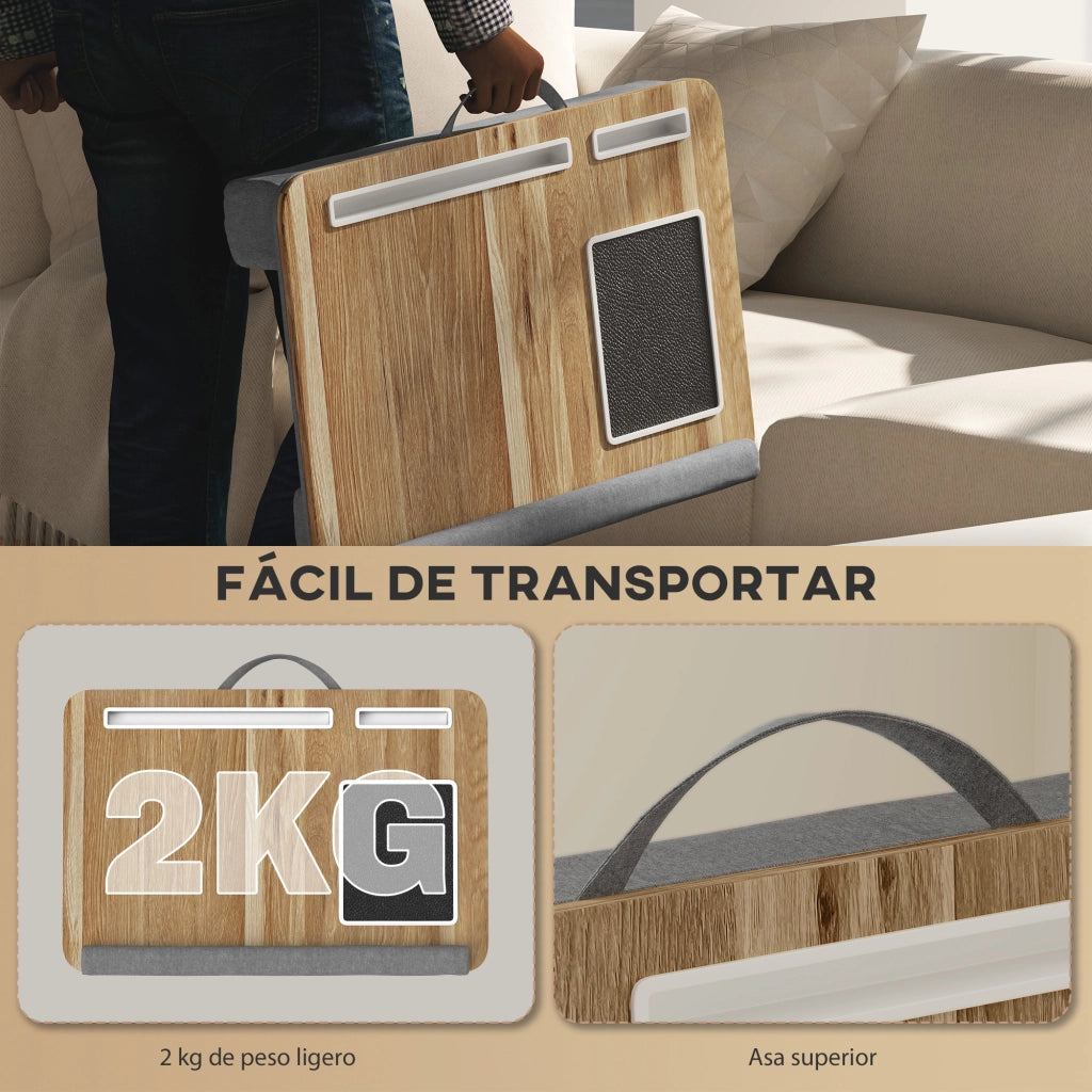 Supporto per Laptop con Cuscino e Ripiano per Mouse ¨C Zephmum ¨C Legno di Quercia