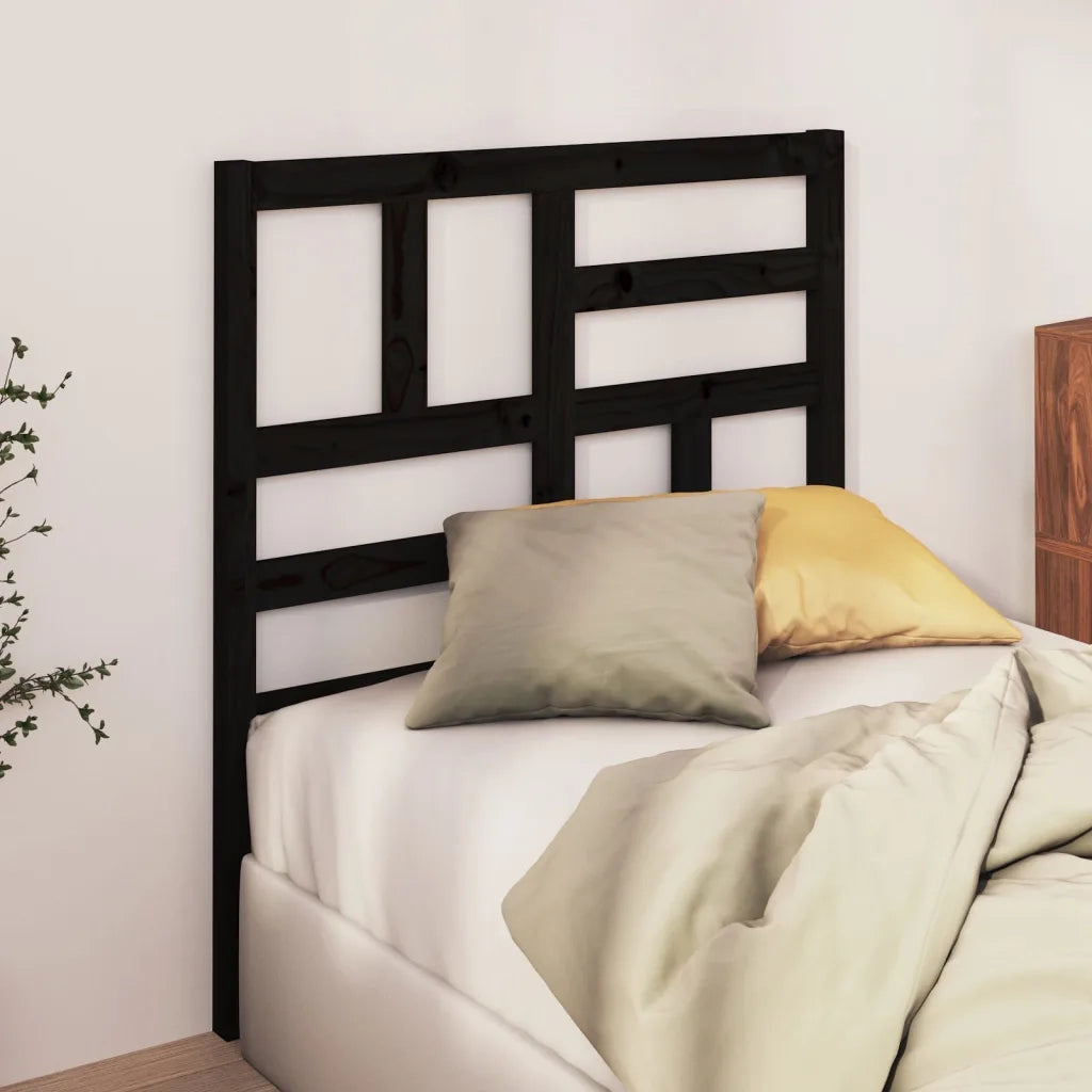 Testiera | Testata per Letto Nera 96x4x104 cm in Legno Massello di Pino