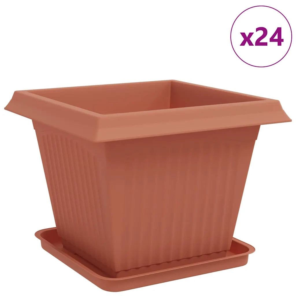 Fioriere | Cassetta per fiori | Vasi per Piante 24 pz Rosso Mattone 43 x 43 x 33,5 cm Plastica