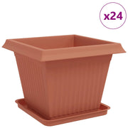 Fioriere | Cassetta per fiori | Vasi per Piante 24 pz Rosso Mattone 43 x 43 x 33,5 cm Plastica