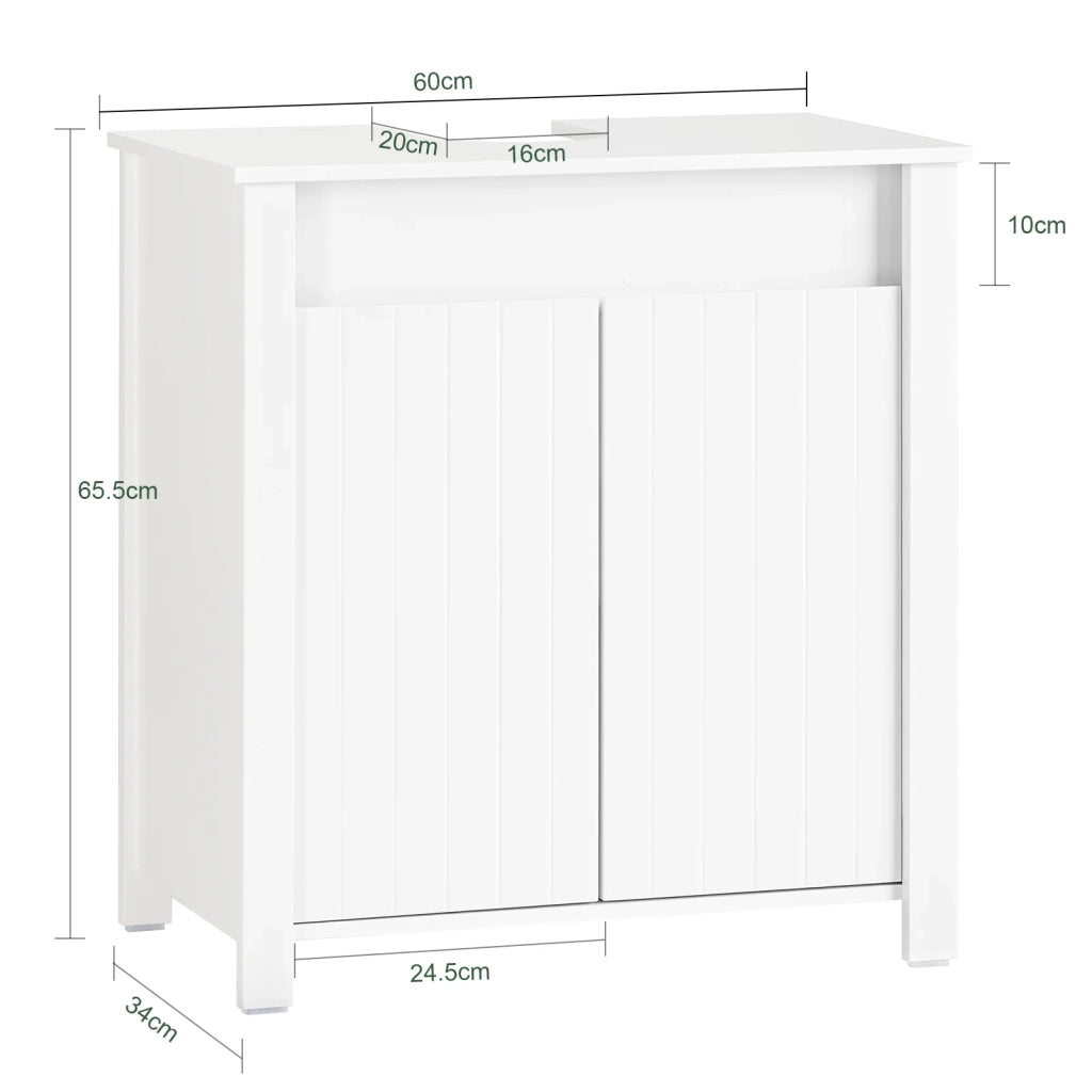 Mobile Sottolavabo Mobile Bagno Mobiletto Per Lavandino Bagno Bianco 60x34x65,5cm BZR101-W SoBuy