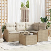 Set Divano da Giardino 5 pcs Beige polyrattan
