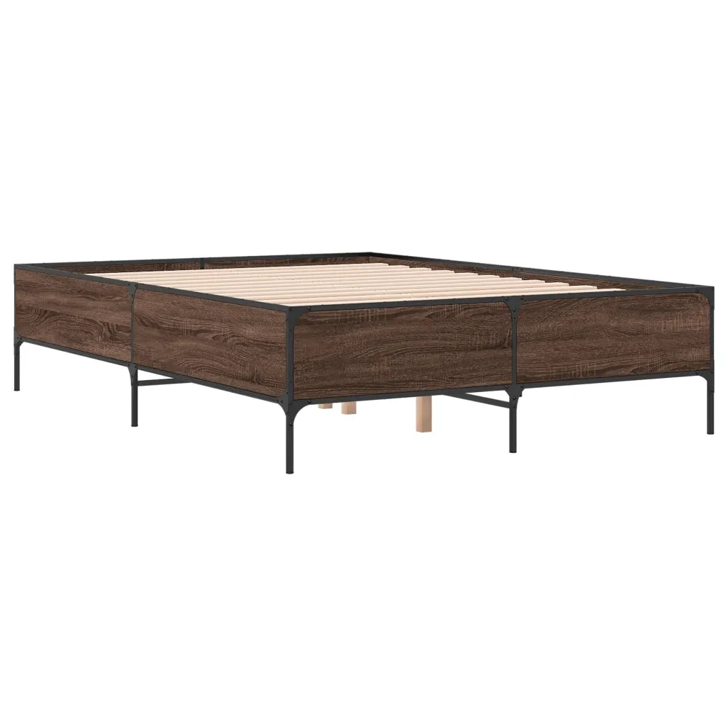 Giroletto-Struttura Letto Rovere Marrone 140x190cm in Legno Multistrato Metallo 953626