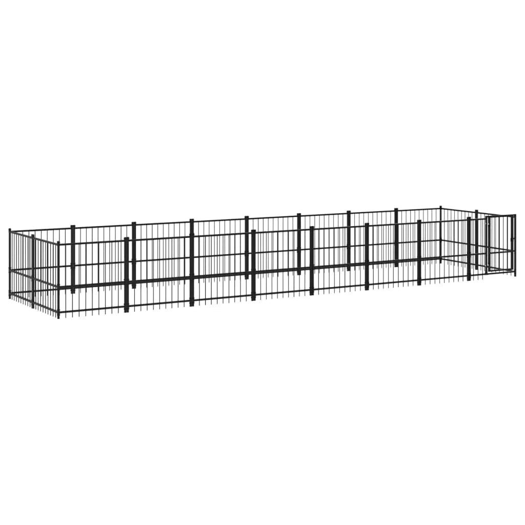 Gabbia per cuccia recinto per animali da esterno per cani in acciaio 15,02 m² nero 02_0041795
