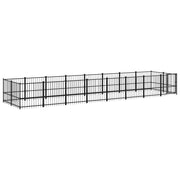Gabbia per cuccia recinto per animali da esterno per cani in acciaio 15,02 m² nero 02_0041795