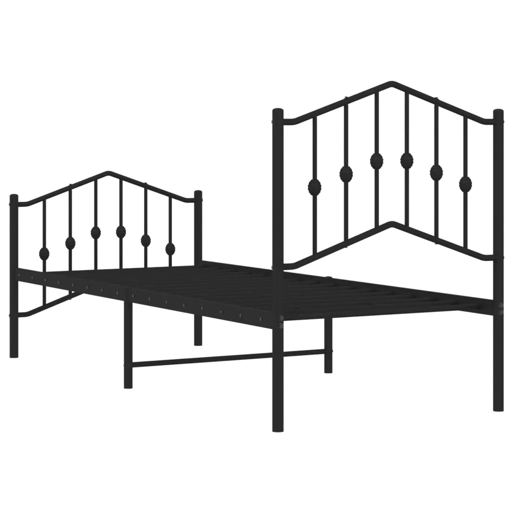 Giroletto con Testiera e Pediera Metallo Nero 75x190 cm 373797