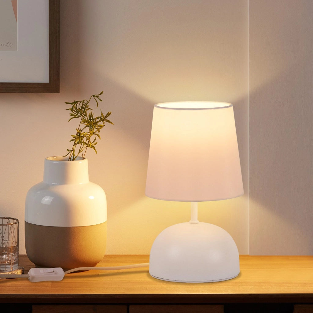 ZMH Lampada da tavolo E14 bianco lampada da comodino moderna 40W adatta per camere da letto e uffici