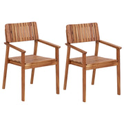 Set di 2 sedie da pranzo da giardino in legno chiaro di acacia per esterni