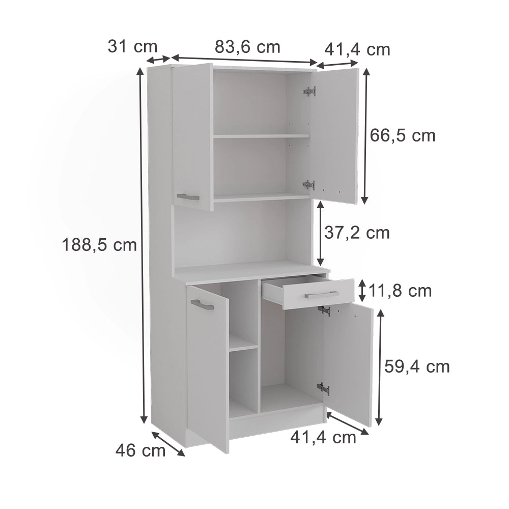 Vicco Buffet da cucina Bianco 83.6 x 188.5 cm con 4 porte e 1 cassetto