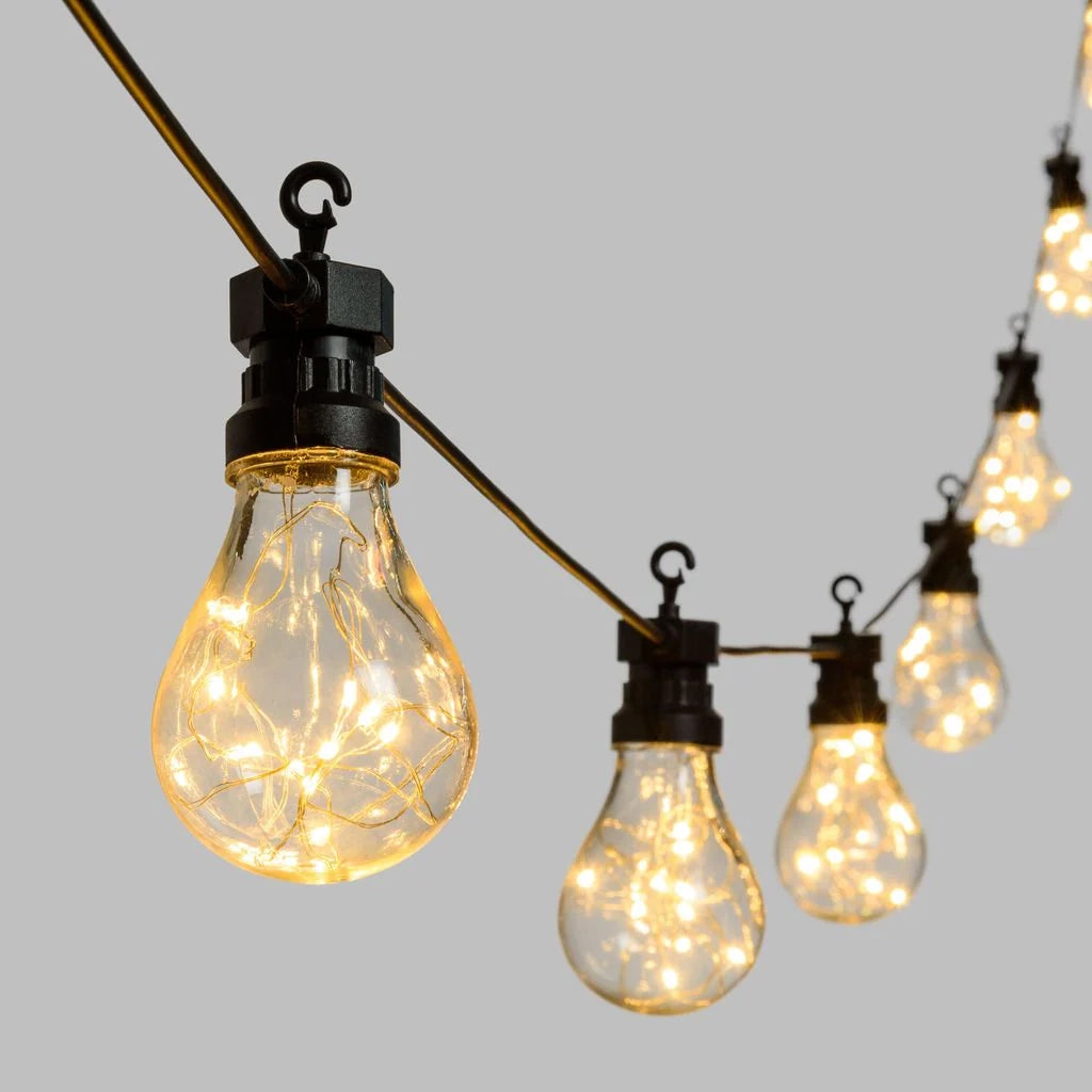 Catena 10 lampadine a goccia led bianco caldo, Ø 67 mm - 10 METRI