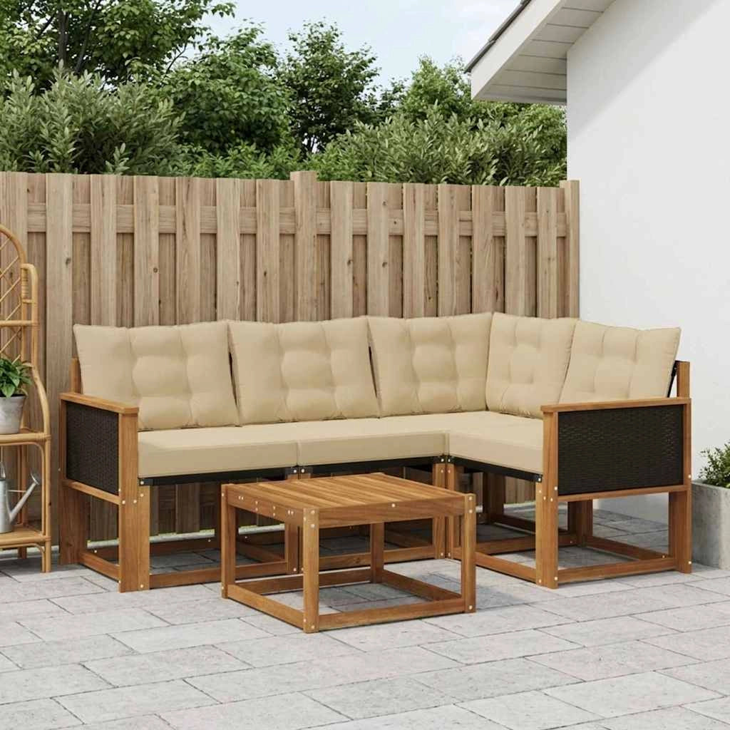 Set di divani da esterno 5 pz Naturale e Beige 3381929