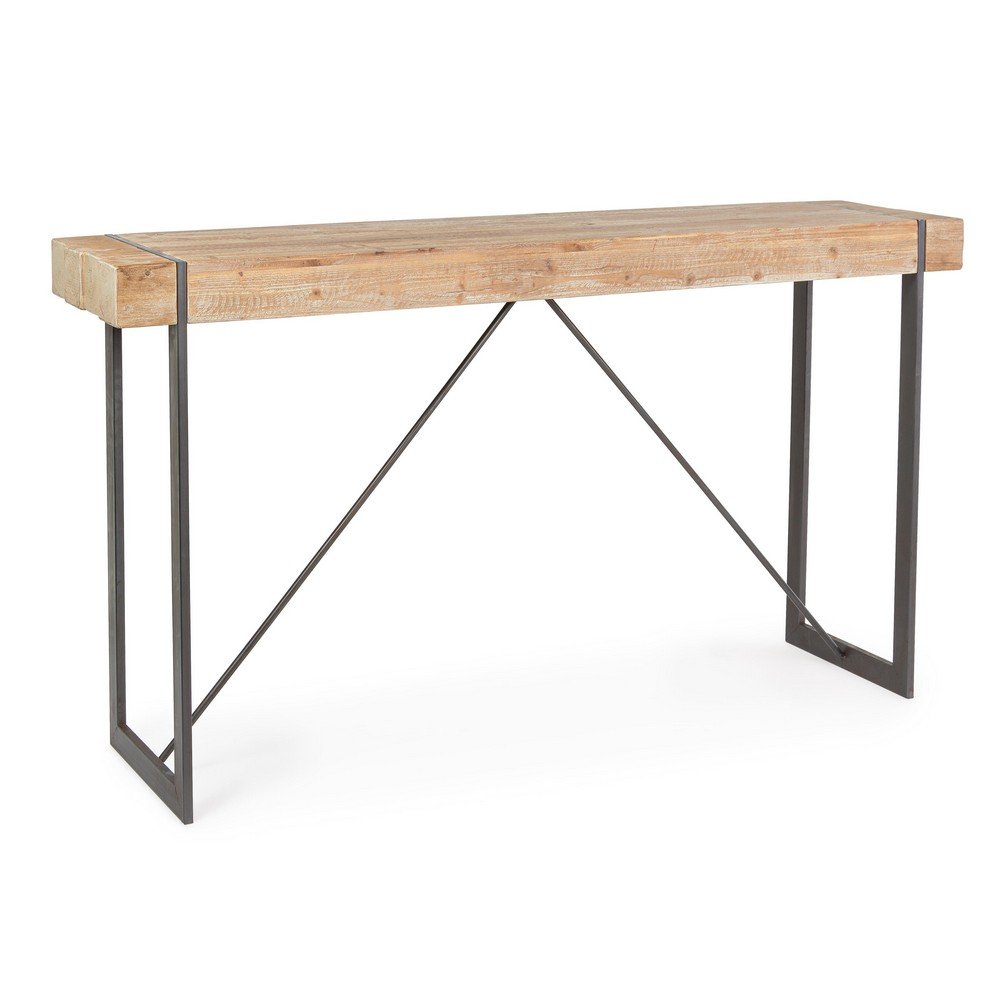 Tavolo Bar Legno Marrone Industriale da Interno 200x50 - THEO