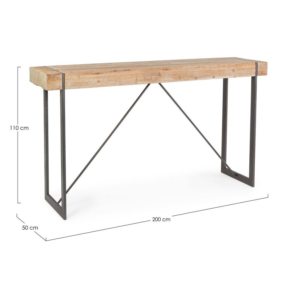 Tavolo Bar Legno Marrone Industriale da Interno 200x50 - THEO
