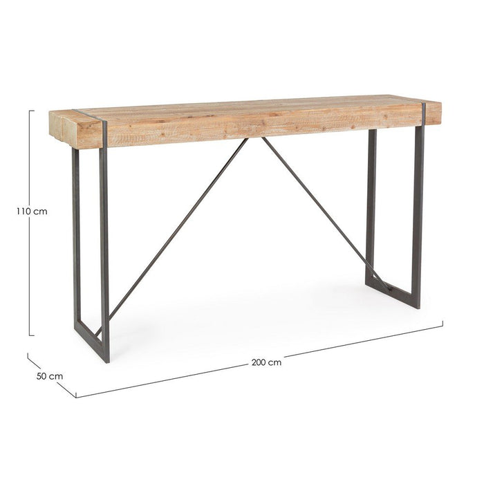 Tavolo Bar Legno Marrone Industriale da Interno 200x50 - THEO