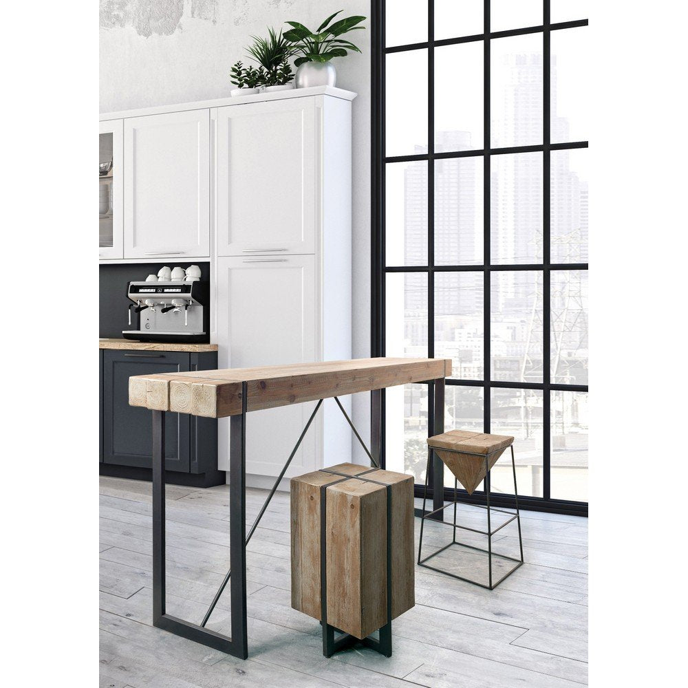 Tavolo Bar Legno Marrone Industriale da Interno 200x50 - THEO