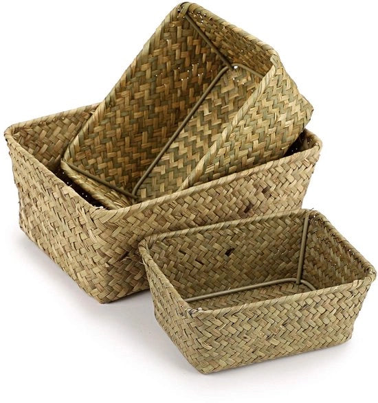 Set di contenitori di fascia marina in tessuto - set da 3 - materiale naturale