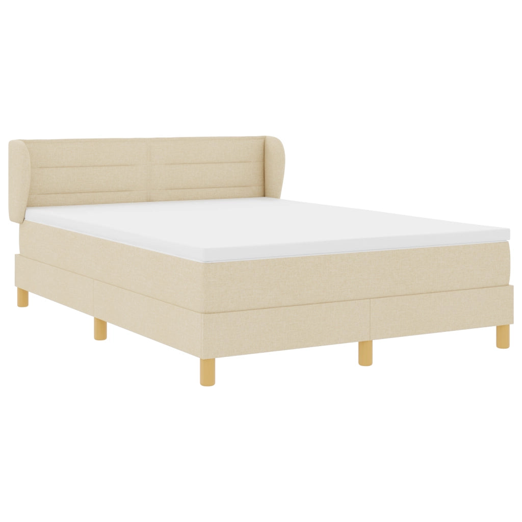 Letto Box Spring con Materasso Crema 140x200 cm Tessuto