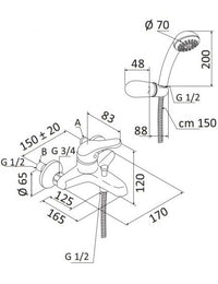 Miscelatore Monocomando per Vasca con accessori - linea Astro 2 - Mariani