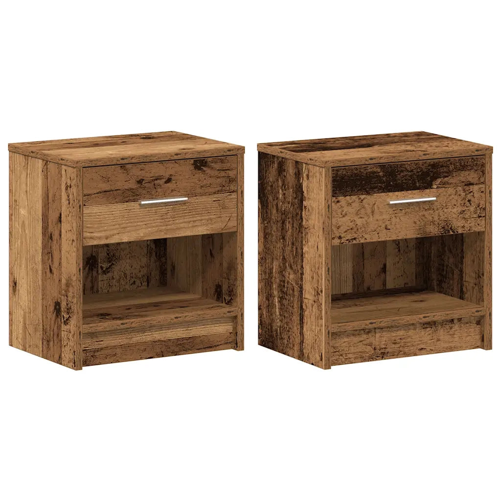 Comodini 2 pz con Cassetto Legno Antico 39x28x41 cm 858764