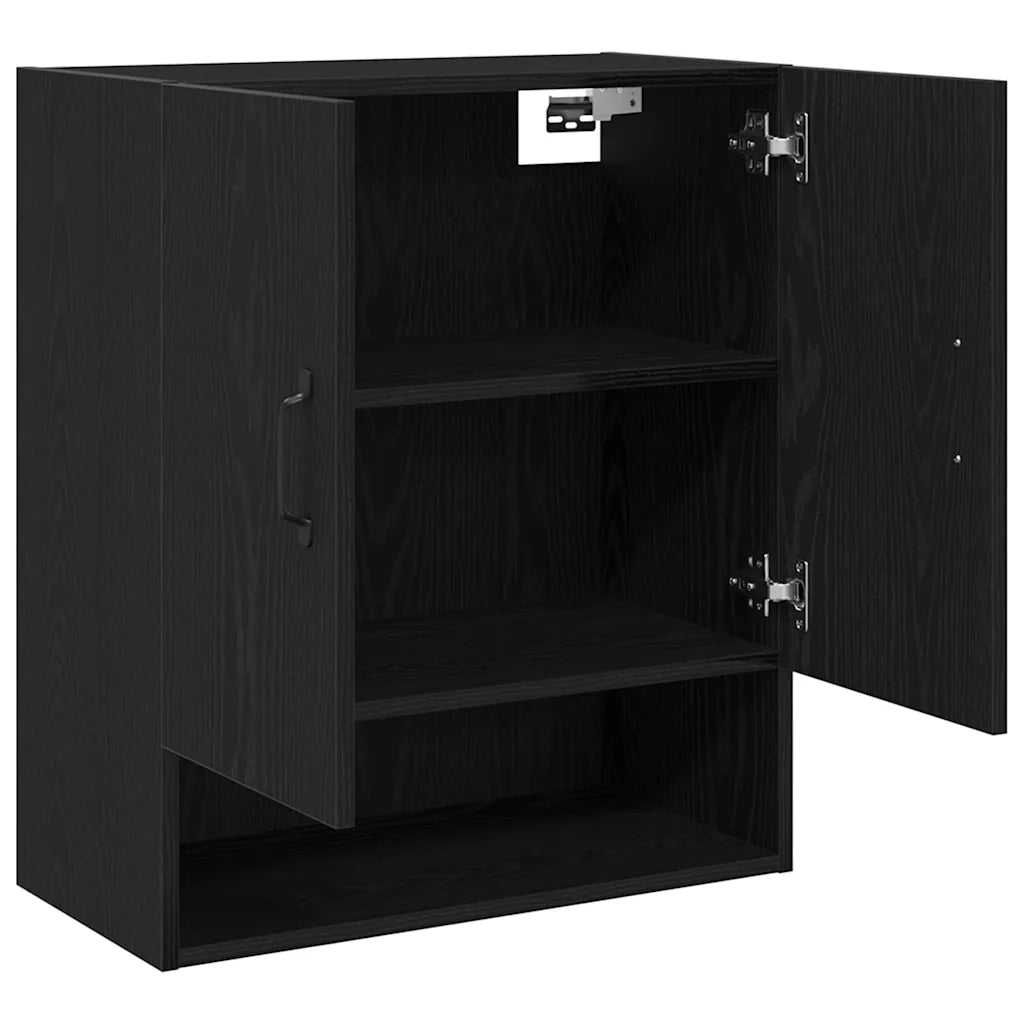 Armadietto a Muro | Mobile a Parete Rovere Nero 60 x 30 x 70 cm Legno multistrato