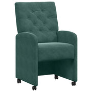 Sedie da Pranzo con Ruote 2 pz | Sedie da cucina Verde scuro 58 x 67 x 97 cm