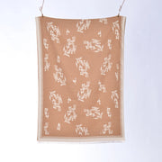 Sciarpa/stola in cashmere da donna, con piccole nappe floreali, reversibile, scaldacollo giovanile
