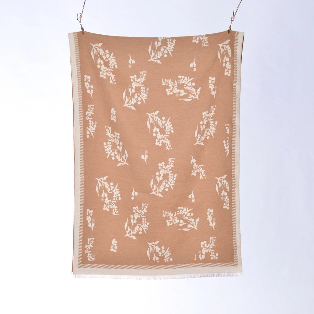 Sciarpa/stola in cashmere da donna, con piccole nappe floreali, reversibile, scaldacollo giovanile